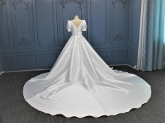 WT4382 Chapel train Mikado wedding dress