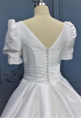 WT4382 Chapel train Mikado wedding dress