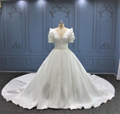 WT4382 Chapel train Mikado wedding dress