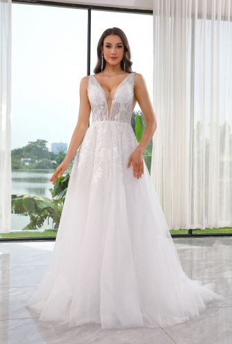 WT4530 Light tulle Aline, lace beading