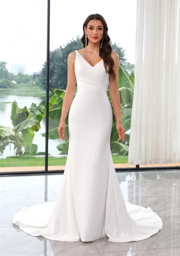 WT4642 2025 New Elegant Fitting Crepe Bridal