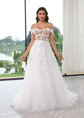 WT4528 2025 Light tulle Aline bridal